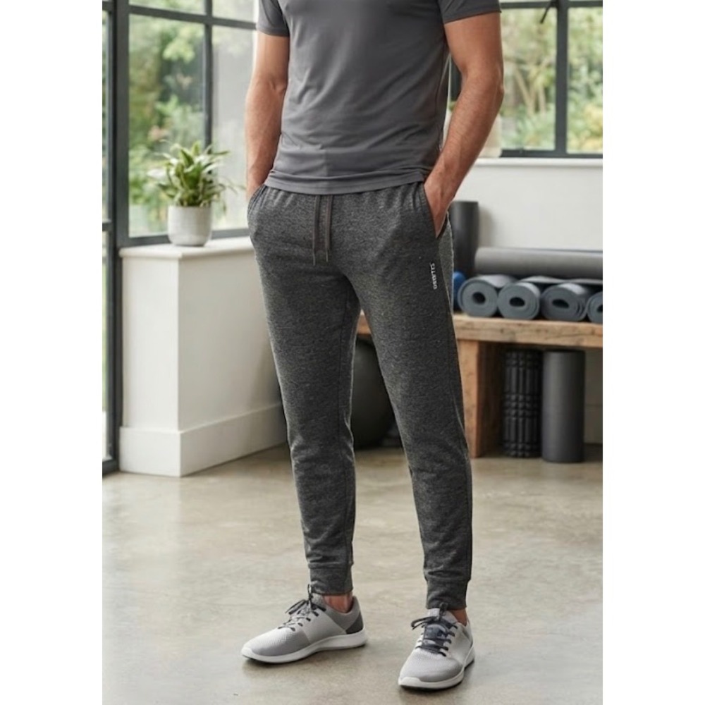 Fabletics Mens Gray Heathered Active Jogger Pants Size M Drawstring Pockets